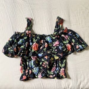 Samantha Pleet Floral Ruffled Crop Top